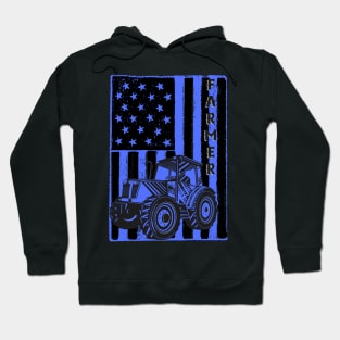 Vintage American flag tractor gift for farmer Hoodie